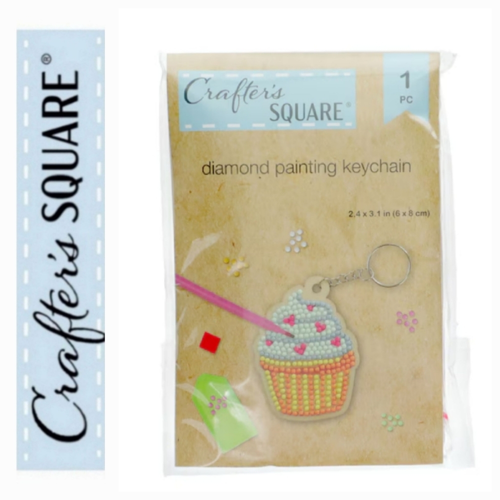 2/$6 Diamond Painting Keychain Kit Cupcake Design